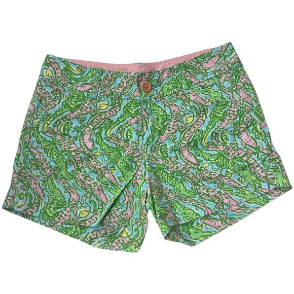 Lilly Pulitzer Callahan Shorts Pink Green Chomp Chomp Print Women 00 Preppy - Picture 1 of 8